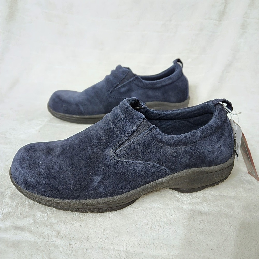 Route 66 Men's Sneakers size 9W Blue Leather Suede Chunky Comfort Shoes Slip-on